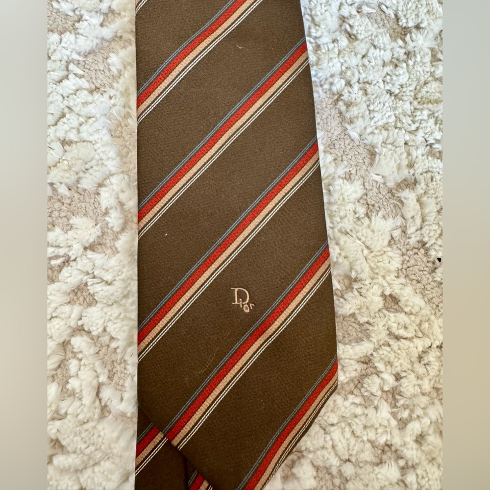 Christian Dior mens Tie silk brown tan
